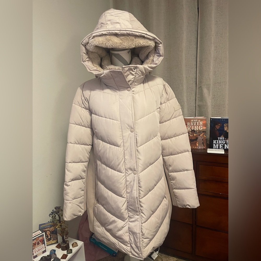 Andrew Marc Women's Cream Hooded Puffer Jacket